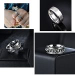 3pz Plata Anillo Hombre Titanio Acero Inoxidable Minimalista