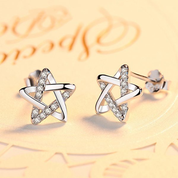 Aretes De Plata 925 Con Diseño De Moda Estrella Para